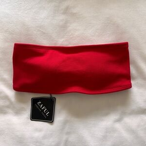 Zaful NWT Red ribbed bikini top small bandeau strapless swim suit bathing suit
